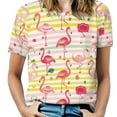 thumbnail image 1 of Flamingo Pattern T Shirts Basic T-Shirt Short Sleeve Ladies Tee Shirt Summer Graphic Clothing, 1 of 6