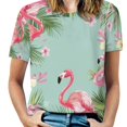 thumbnail image 1 of Flamingo Pattern T Shirts Basic T-Shirt Short Sleeve Ladies Tee Shirt Summer Graphic Clothing, 1 of 6