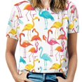 thumbnail image 1 of Flamingo Pattern T Shirts Basic T-Shirt Short Sleeve Ladies Tee Shirt Summer Graphic Clothing, 1 of 6
