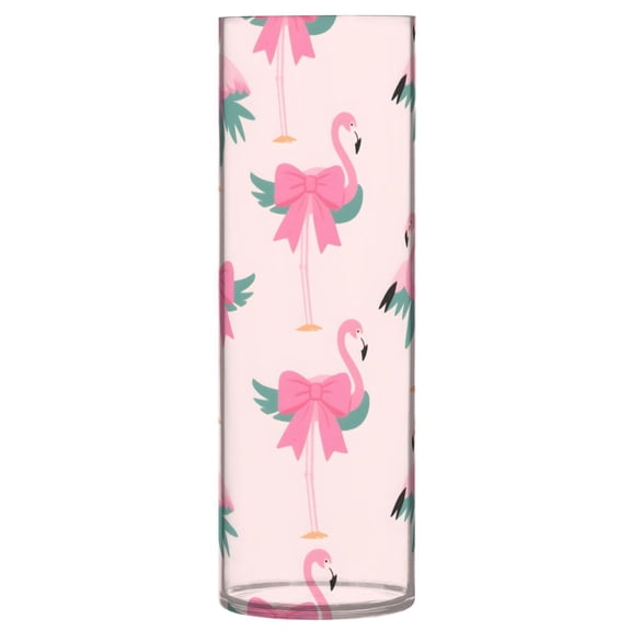 Flamingo Pattern Vase Flower Vase Clear Unbreakable Plastic Tall Decorative 11.8in
