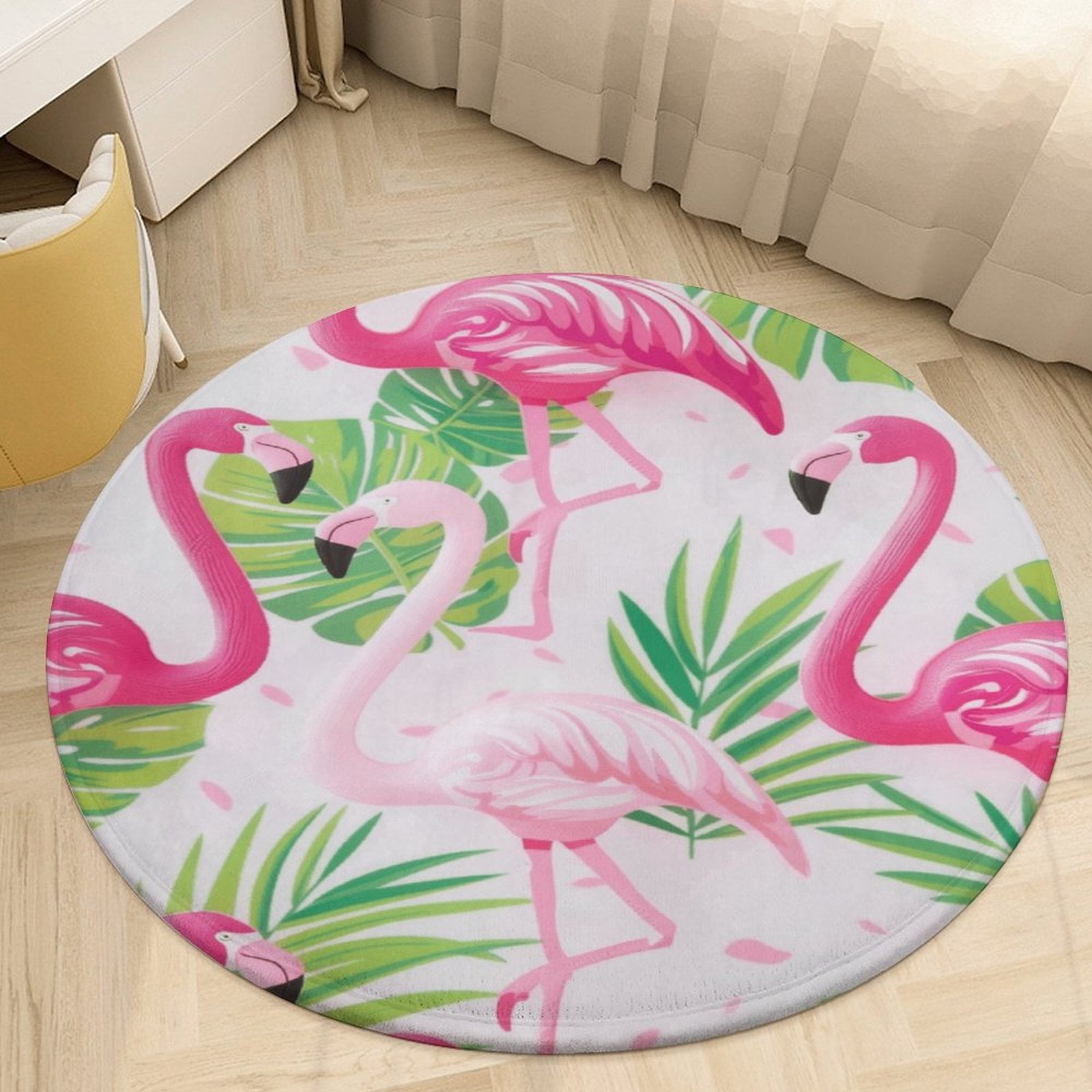 Flamingo Pattern Washable Round Rug -Circle Area Rugs for Nursery ...