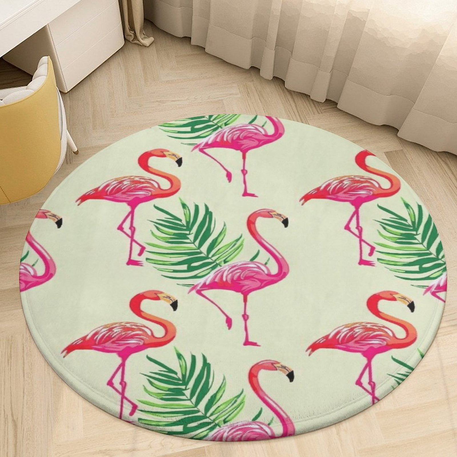 Flamingo Pattern Washable Round Rug -Circle Area Rugs for Nursery ...