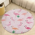 thumbnail image 1 of Flamingo Pattern Washable Round Rug -Circle Area Rugs for Nursery Bedroom, Vintage Non Slip Non Shedding Low Pile Carpet for Living Room Coffee Table Entryway, 1 of 6