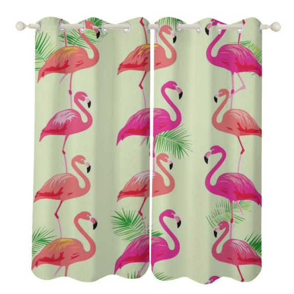 Flamingo Pattern Window Curtains for Bedroom Colorful Printed Window Drapes Blackout Thermal Insulated Grommet Window Treatment 2 Panels Set