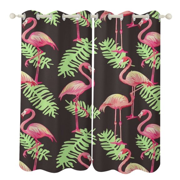 Flamingo Pattern Window Curtains for Bedroom Colorful Printed Window Drapes Blackout Thermal Insulated Grommet Window Treatment 2 Panels Set