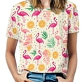 thumbnail image 1 of Flamingo Pattern Women's Short Sleeve Tops Casual Blouses T Shirt, 1 of 6