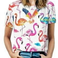 thumbnail image 1 of Flamingo Pattern Women's Short Sleeve Tops Casual Blouses T Shirt, 1 of 6