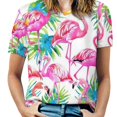thumbnail image 1 of Flamingo Pattern Women's Short Sleeve Tops Casual Blouses T Shirt, 1 of 6
