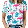 thumbnail image 1 of Flamingo Pattern Women's T-Shirt Short Sleeve T Shirts Tops Tee Ladies Loose T, 1 of 6