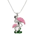 thumbnail image 1 of Flamingo Pendant Necklace Rhinestone Crystal Rhodium High Polished J0093, 1 of 3