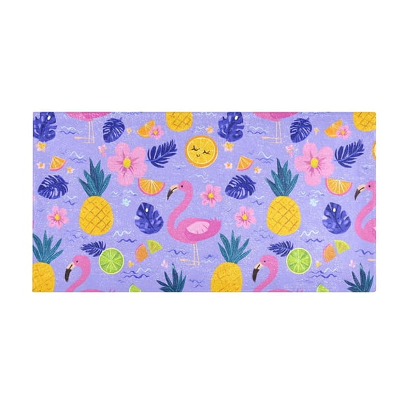 Flamingo Pineapple Pattern Bath Mat 39x20 Inch Soft Absorbent Non-Slip Plush Bathroom Rug for Floor