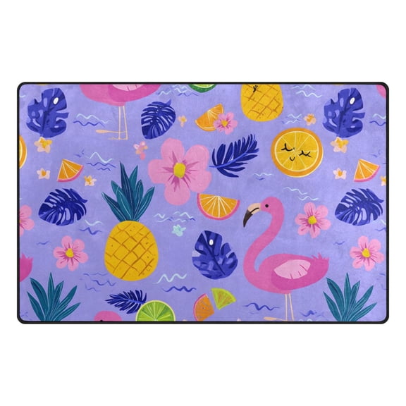 Flamingo Pineapple Pattern Memory Foam Area Rug 31"x20" Non Slip, Absorbent, Fade Proof for Living Room, Bedroom, Office