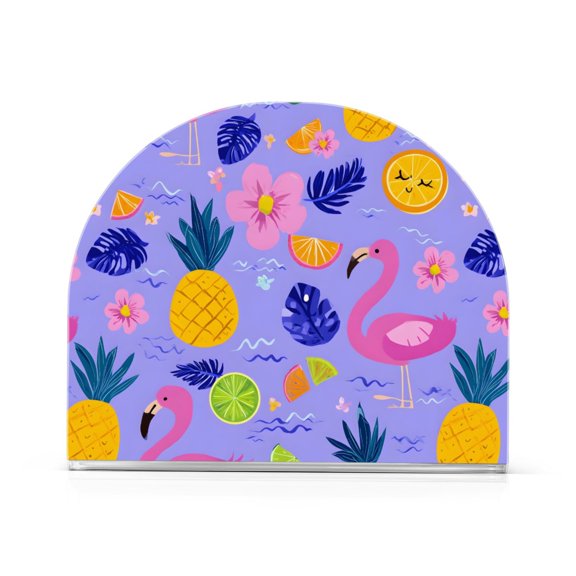 Flamingo Pineapple Pattern Napkin Holder Acrylic Napkin Dispenser Clear Modern Tabletop for Kitchen Counter