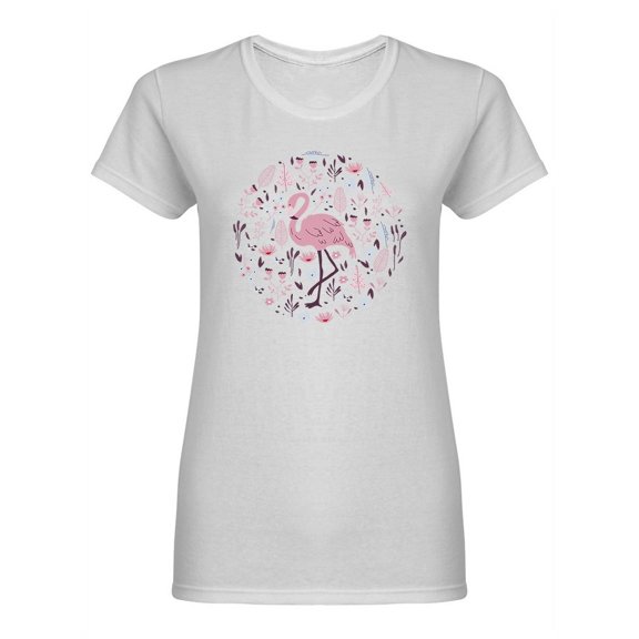 Flamingo Pink Bird Design  Shaped T-Shirt Women -Image by Shutterstock, Female x-Large