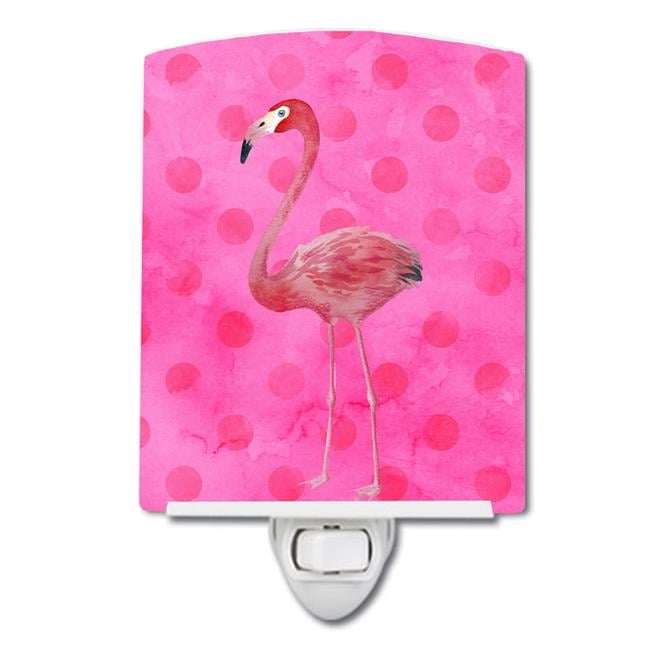 Flamingo Pink Polkadot Ceramic Night Light