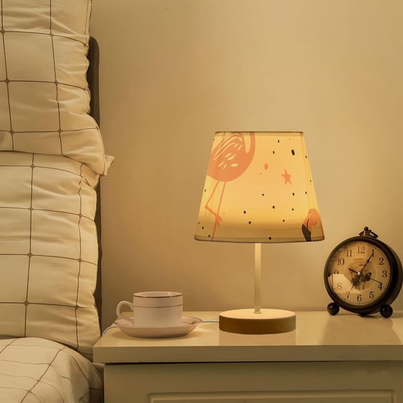 Flamingo Pink Stars LED Desk Lamp Table Lamp USB Bedside Nightstand Small Lamp for Bedroom Living Room Kids Room
