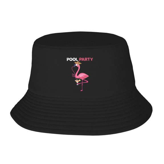 Flamingo Pool Party Bucket Hat For Womens And Mens Outdoor Beach Fisherman Hat Sun Hat