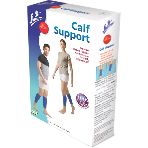 Flamingo Premium Calf Support Easy Application 4-Way Stretch Fabric Blue XXXL