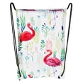 thumbnail image 1 of Flamingo Print Polyester Drawstring Backpack Shopping Tote Bag, 1 of 1