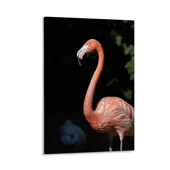 Flamingo Profile, Black Background, Elegant Silhouette, 2:3 Ratio Canvas Print with Frame (Canvas + Wooden Frame + Hanging Tools), 12x8 in