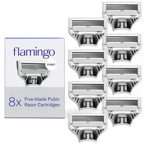 Flamingo Pubic Women's Pubic Razor Refill Cartridges, 8 Women's Razors for Shaving Bikini Line