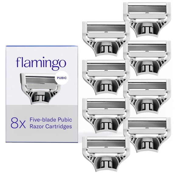 Flamingo Pubic Women's Pubic Razor Refill Cartridges, 8 Women's Razors for Shaving Bikini Line