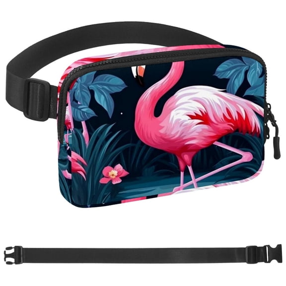 Flamingo Rainforest Fanny Pack for Men Women Hiking Waist Bag Pack, Runners Belt Jogging Pocket Belt with Adjustable Strap for Running Walking Traveling