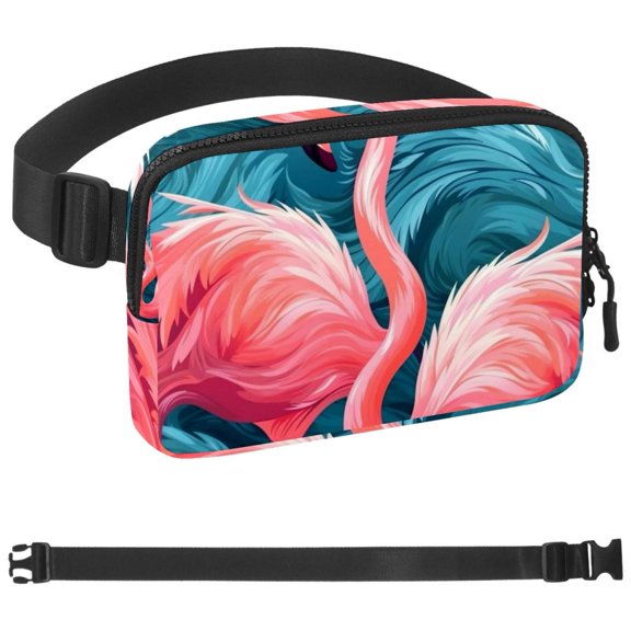 Flamingo Rainforest Fanny Pack for Women and Men,Waist Bags, Running Waist Bag, Large Pouch & Adjustable Strap,Waterproof ,for Gym,Jogging, Cycling, Traveling, Fitness, Hiking