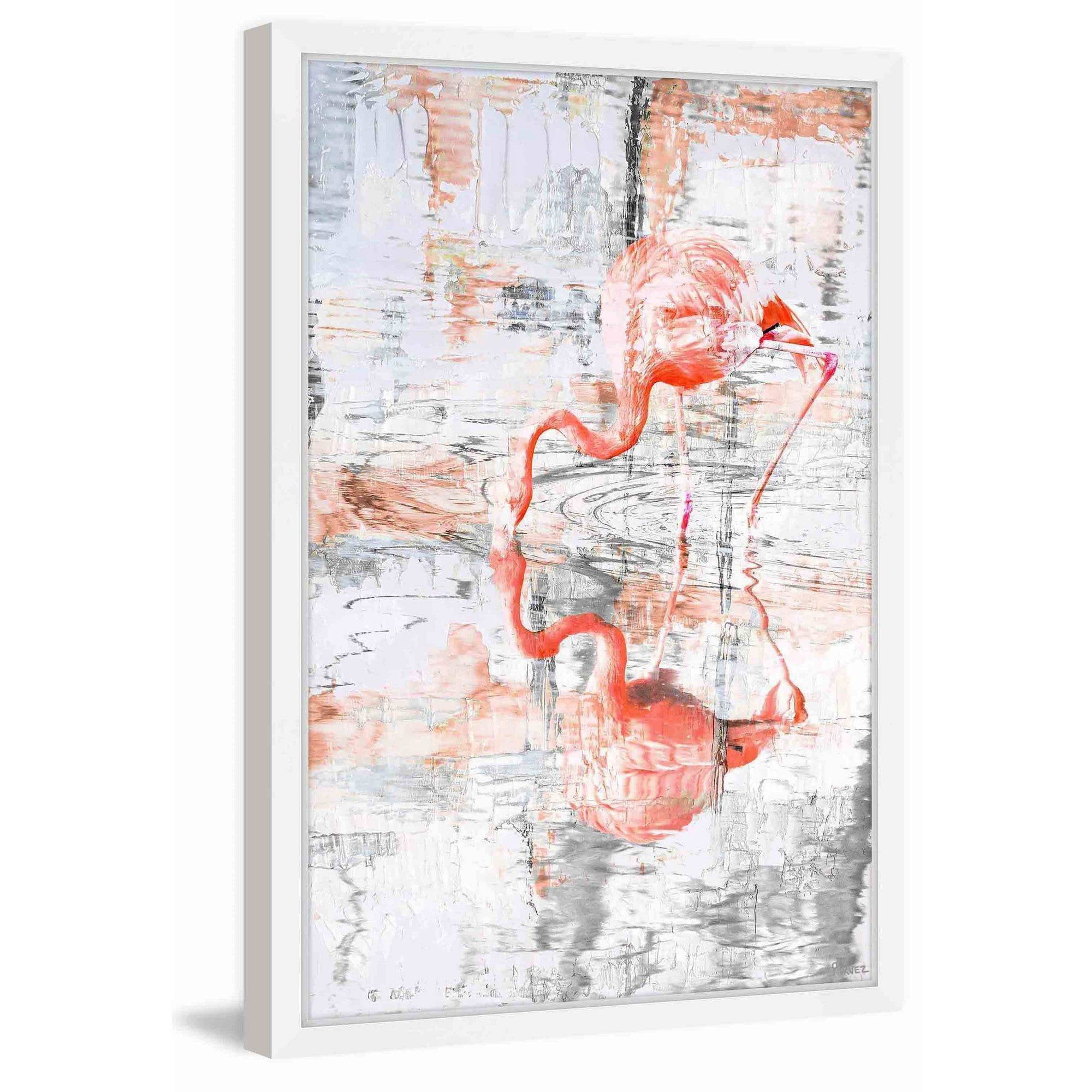 "Flamingo Reflection" Framed Painting Print