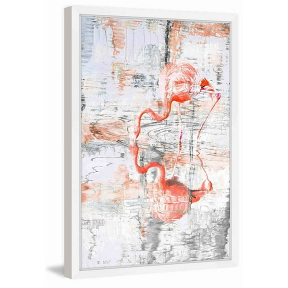 "Flamingo Reflection" Framed Painting Print