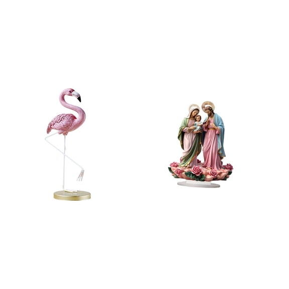 Flamingo Resin Statue Bird Figurine Acrylic Sculpture Lightweight Pink Tabletop Ornament for Home Garden Decor