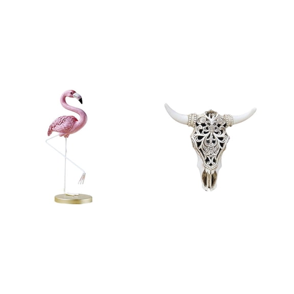 Flamingo Resin Statue Bird Figurine Sculpture Unique Feather Pattern Resin Material for Garden Yard Bedroom Decor