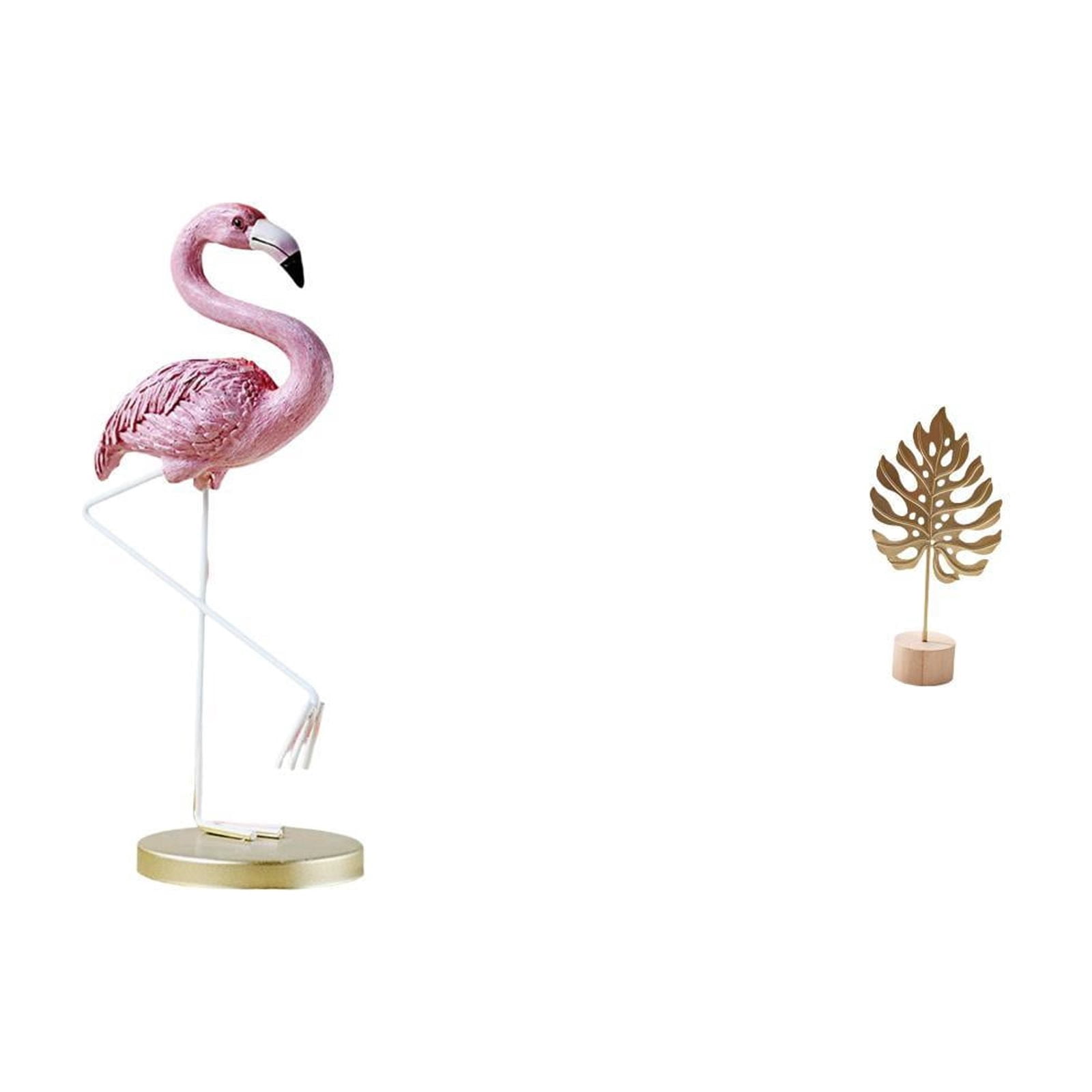 Flamingo Resin Statue Metal Leaf Sculpture Bird Figurine Artistic Resin Craft for Garden Lawn Home Decor