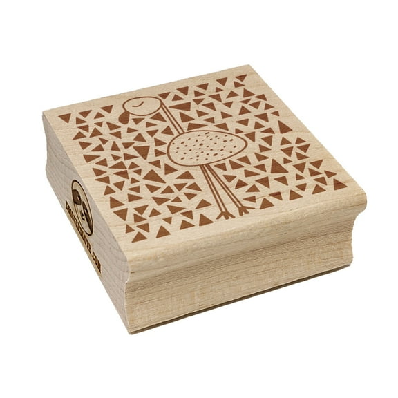 Flamingo Resting Doodle Square Rubber Stamp Stamping Scrapbooking Crafting - Small 1.25in