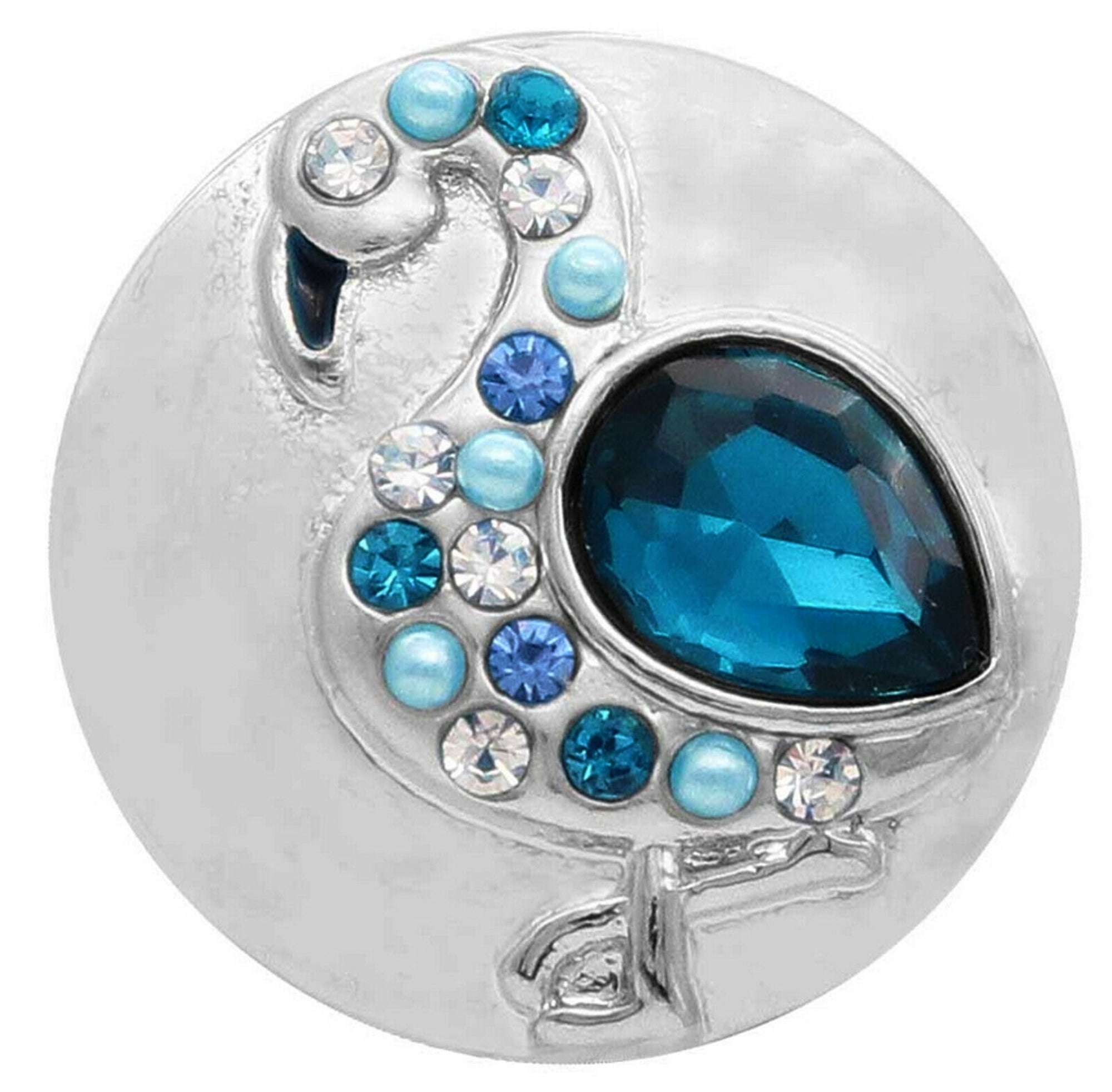 SNAPACCENTS Flamingo Rhinestone Snap Jewelry Ginger Charm Button Fits Custom Necklaces, Bracelets