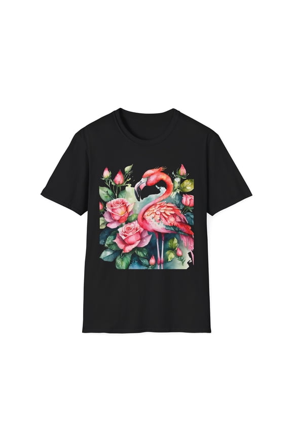 Flamingo & Rose T-Shirt, Tropical Summer Tee, Gift for Her, Floral Shirt,