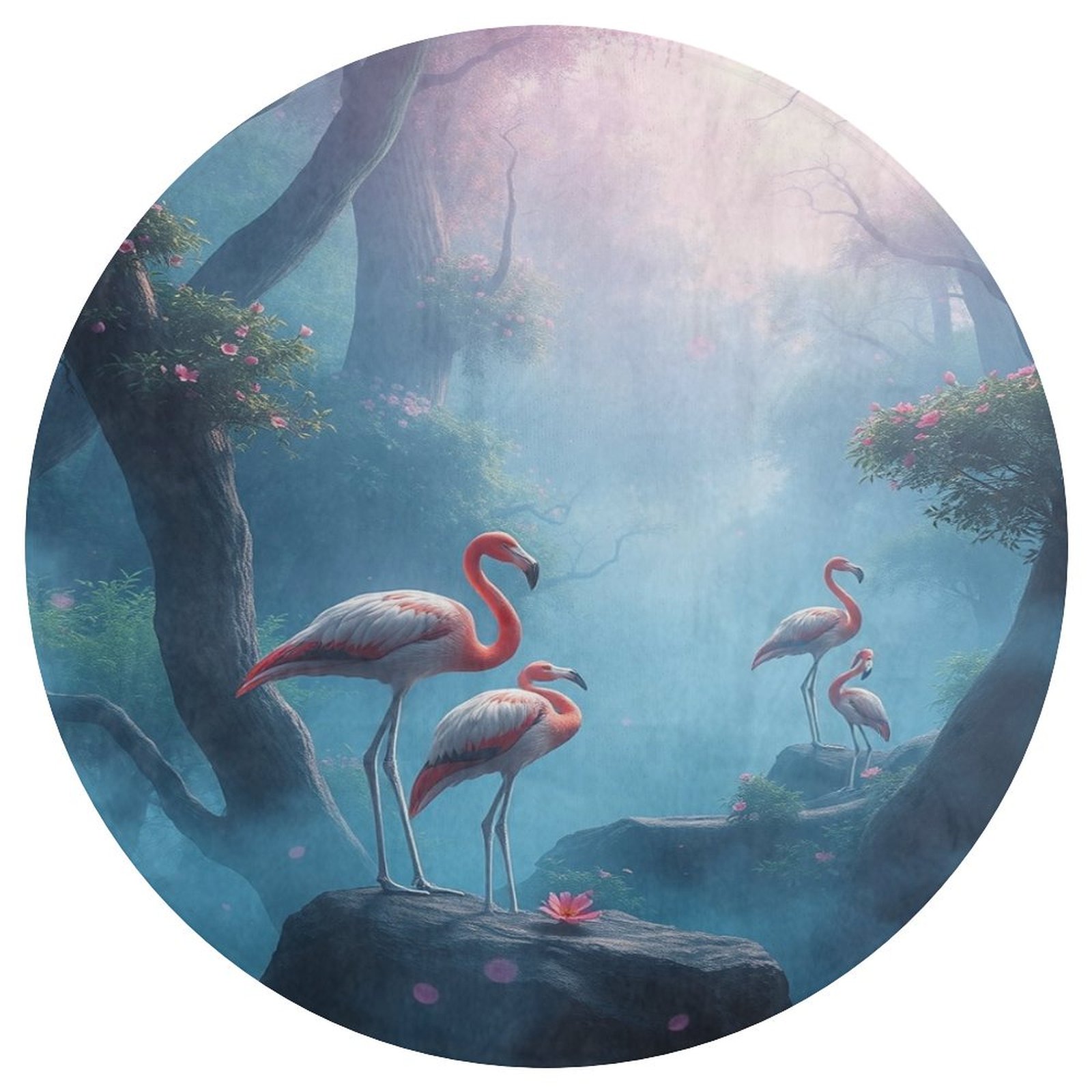 Flamingo Round Area Rug Floor Carpets Washable Indoor Floor Area Mat ...