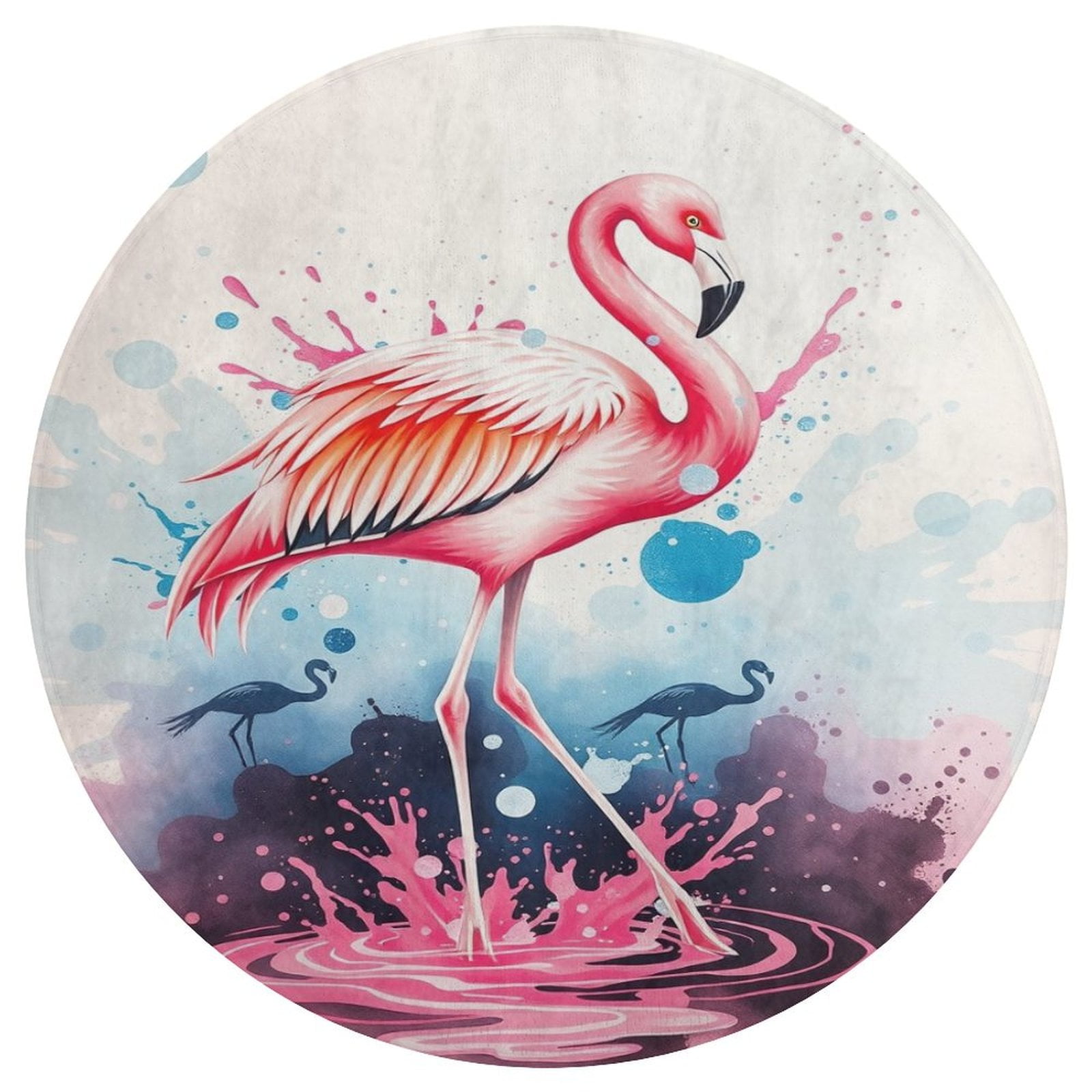 Flamingo Round Area Rug Floor Carpets Washable Indoor Floor Area Mat ...