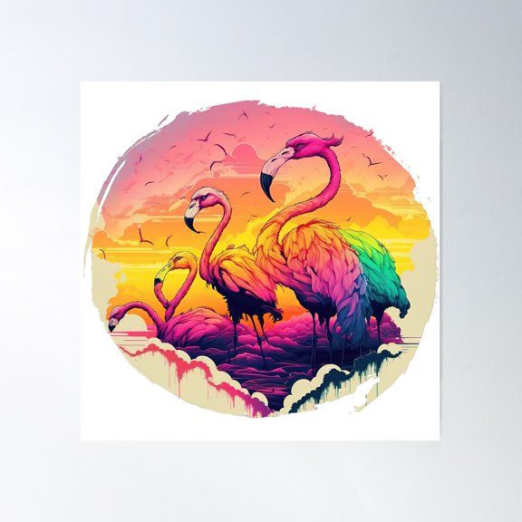 Flamingo Safari Scene Poster Wall Art, Modern Wall Decor For Living Room Bedroom, 16x24 UNFRAMED