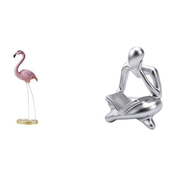 Flamingo Sculpture Resin Figurine Bird Art Unique Pink Decor for Home Tabletop Lawn Weddings
