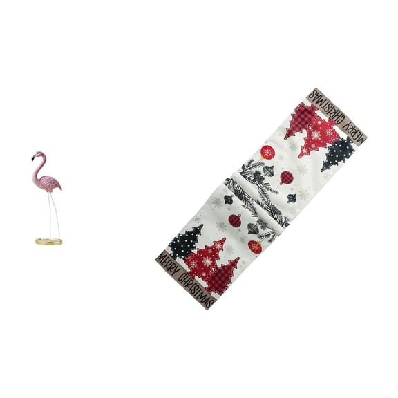 Flamingo Sculpture Resin Statue Table Runner Embossed Feather Pattern Winter Decoration for Living Room