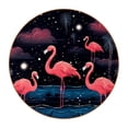 thumbnail image 1 of Flamingo Set of 6 Microfiber Leather Round Coasters, 11x11 cm/4.3x4.3 in - Drink Coasters for Home and Office Use, 1 of 6
