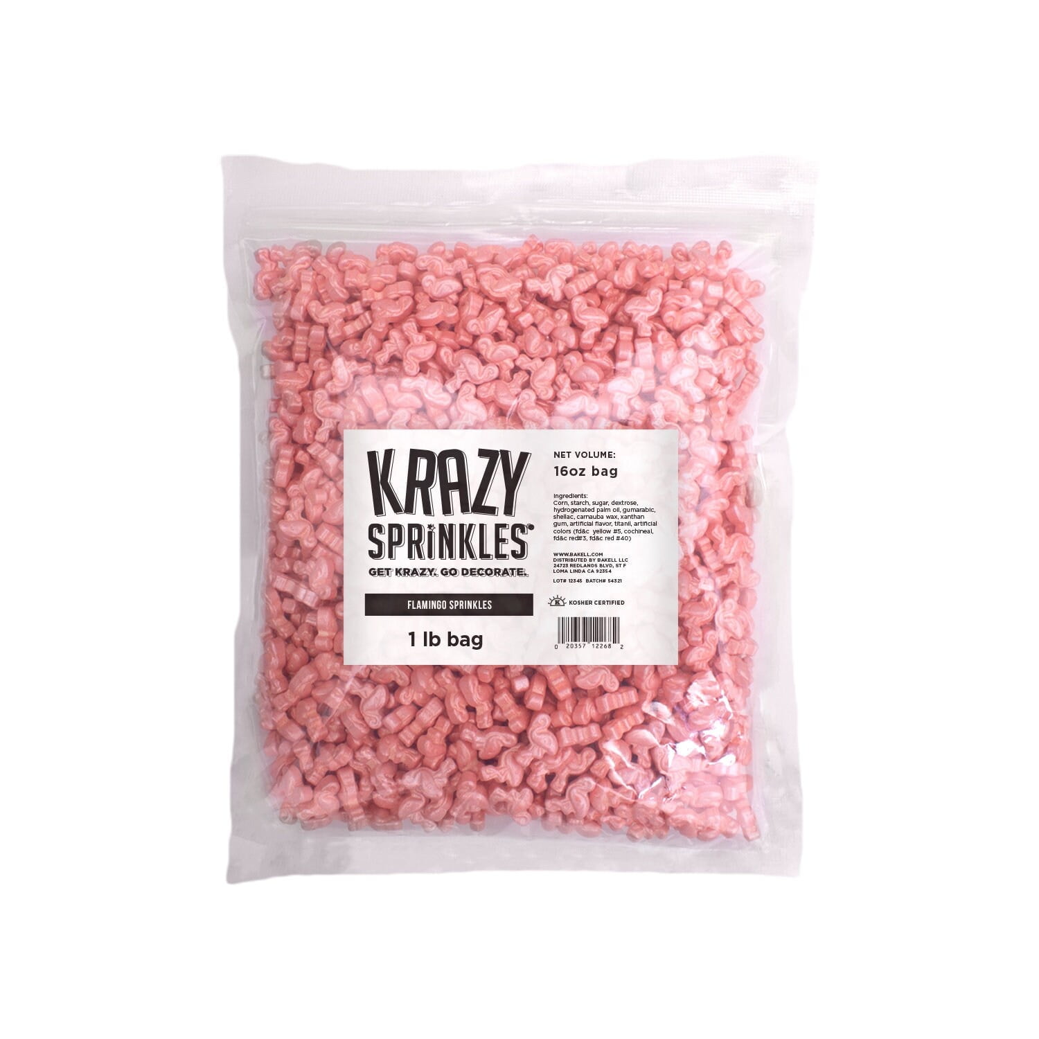 Krazy Sprinkles - Edible Flamingo Shapes - Bold Cake Decoration, 1lb Bag
