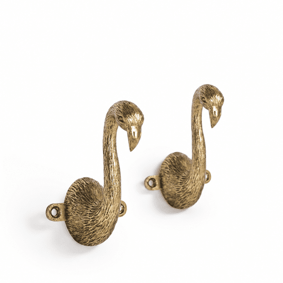 Flamingo Shaped Wall Hooks, 2-Piece -Toned Decorative Hangers for Towels and Robes