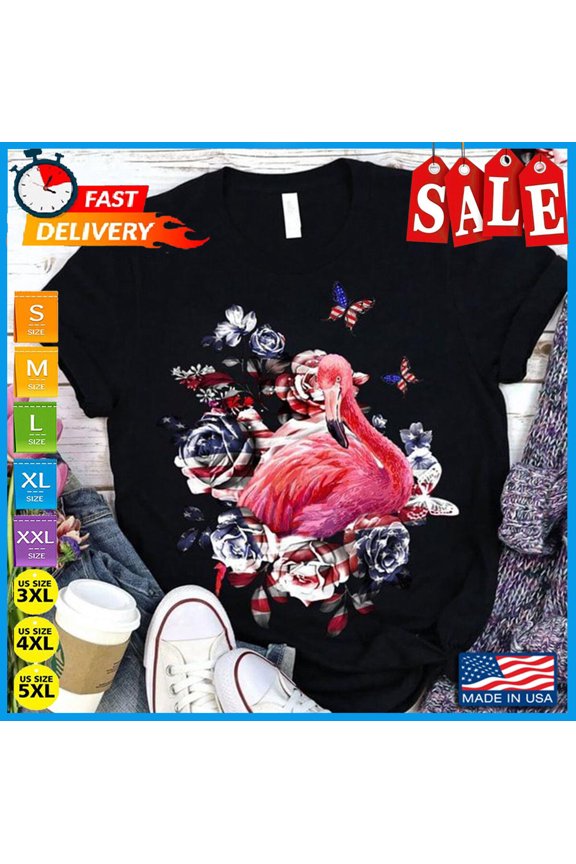 Flamingo Shirt Flamingo American Flag For 4Th Of July