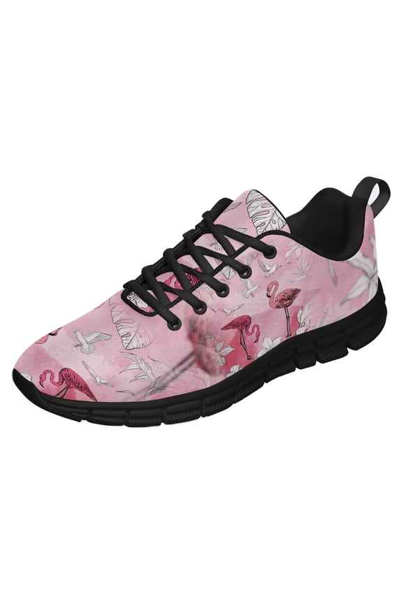 Flamingo Shoes for Men Women Running Sneakers Breathable Casual Sport Tennis Shoes Black Size 3.5