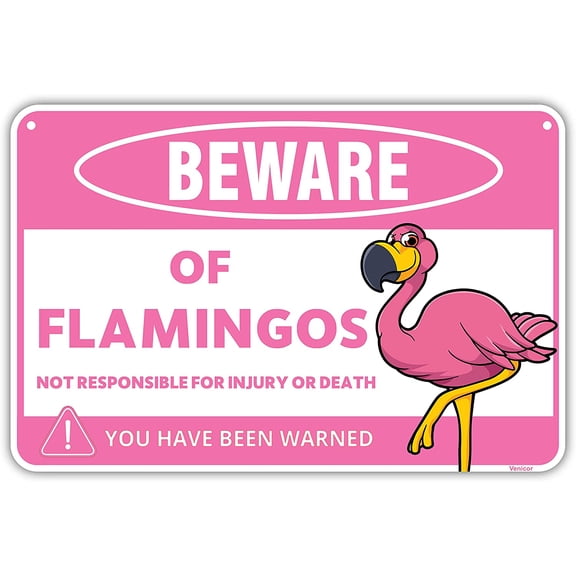 Flamingo Sign - 8 x 12 Inches - Aluminum - Pink Flamingo Gifts for Women Adults - Outdoor Wall Decor/Without a frame