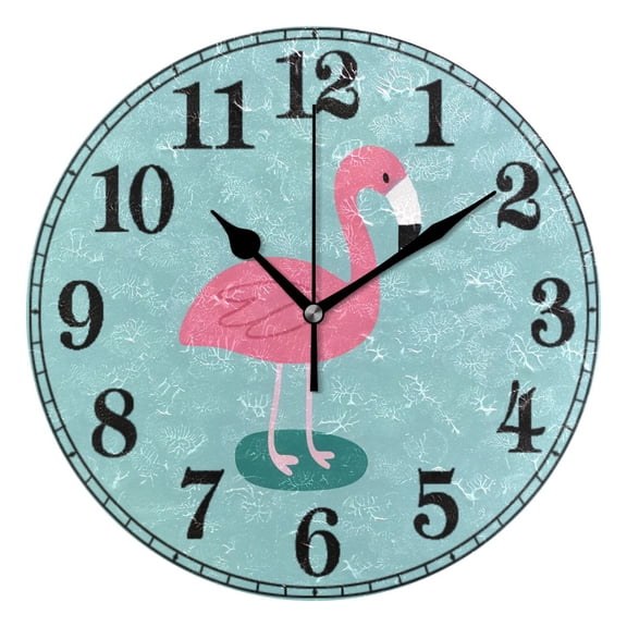 Flamingo Silent Wall Clock 10" Non-Ticking Battery Clock