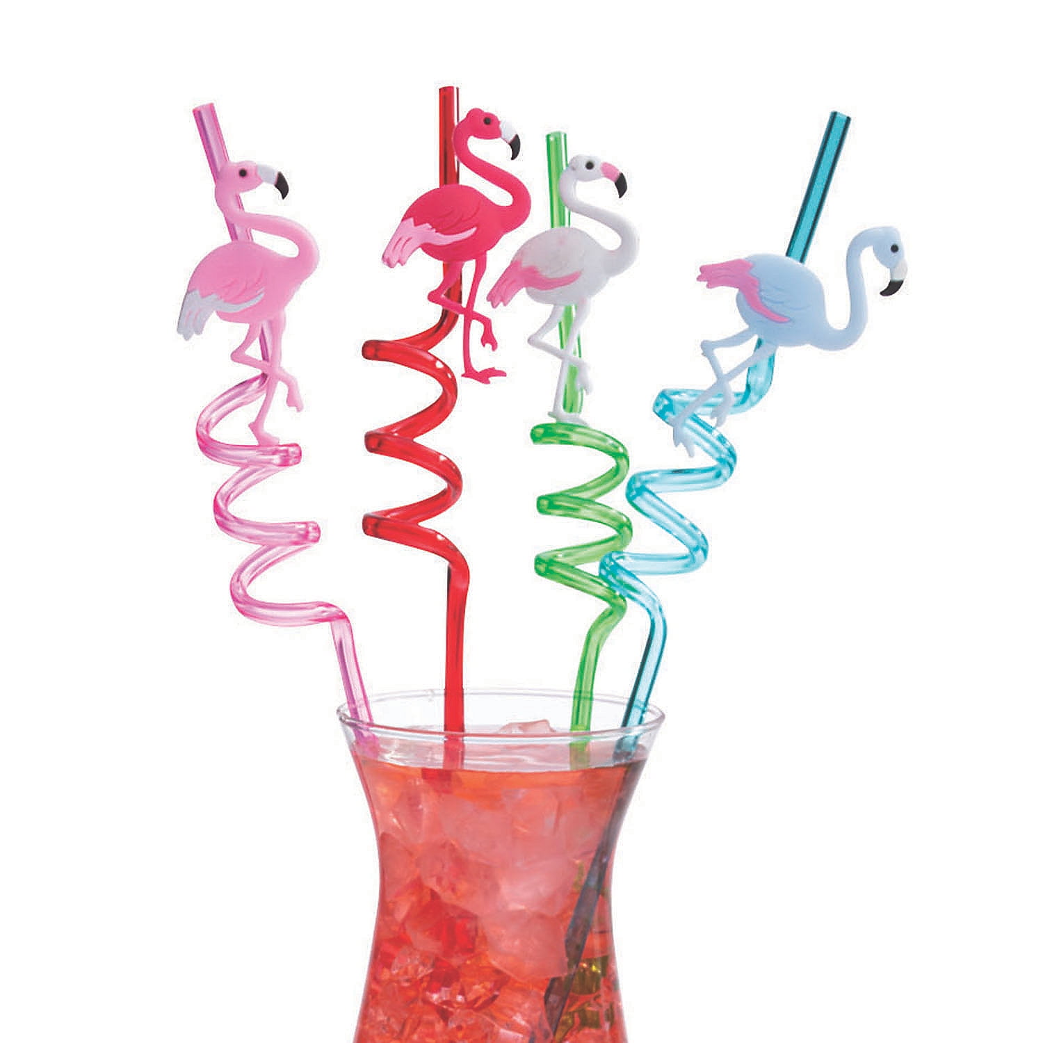 FUN EXPRESS Flamingo Silly Straws - Party Supplies - 12 Pieces