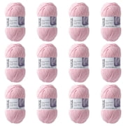 Loops & Threads Flamingo Skinny Chenille Yarn - Medium Weight Yarn for Knitting, Crochet, Weaving, Arts & Crafts, 12 Pack